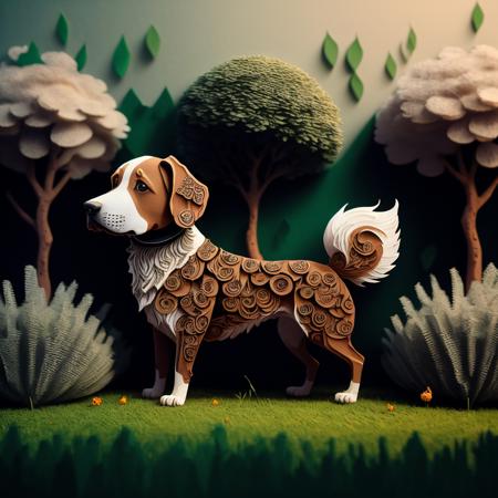 00446-1795076514-a (papercarvingcd, paper) dog, standing on lawn, (solo_1.2), , no humans, high quality, masterpiece, realistic, photorealistic,.png